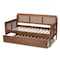 Baxton Studio Toveli Ash Walnut Wood and Synthetic Rattan Daybed with Trundle 159-9848-10648 - alternate 3